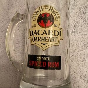 Bacardi Oakheart Spiced Rum Beer Mug Glass 6.25”‎ Barware